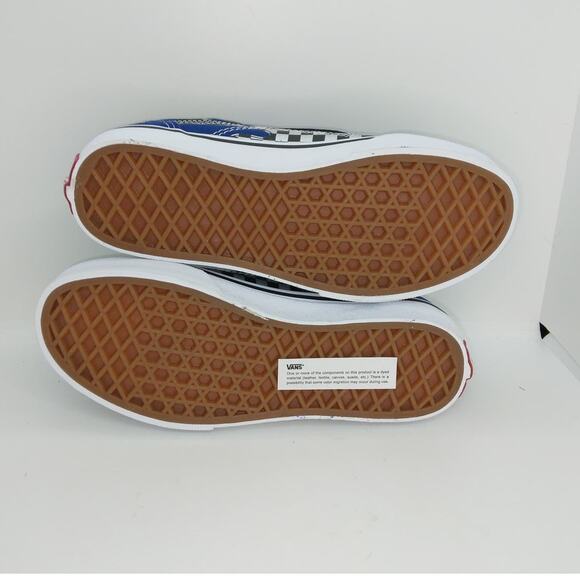 VANS OLD SKOOL Boys NEW Reflective Checkered Flame Blue Sneakers - sz. 2 1/2Y - Picture 5 of 6